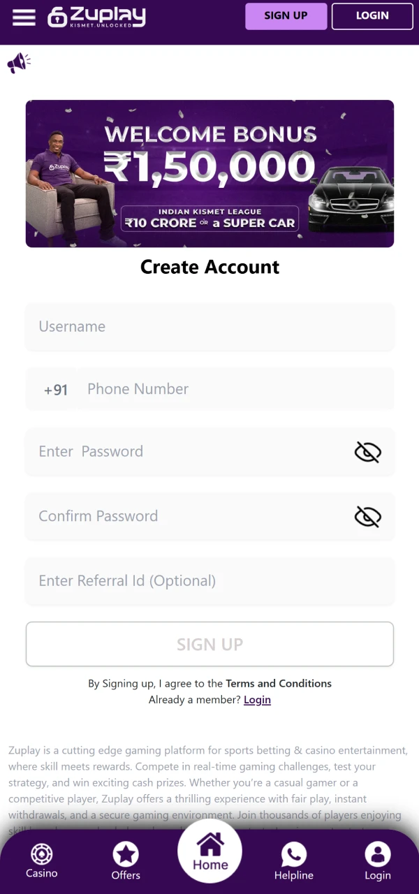 Log in to your Zuplay account easily using the official iOS app on your device.