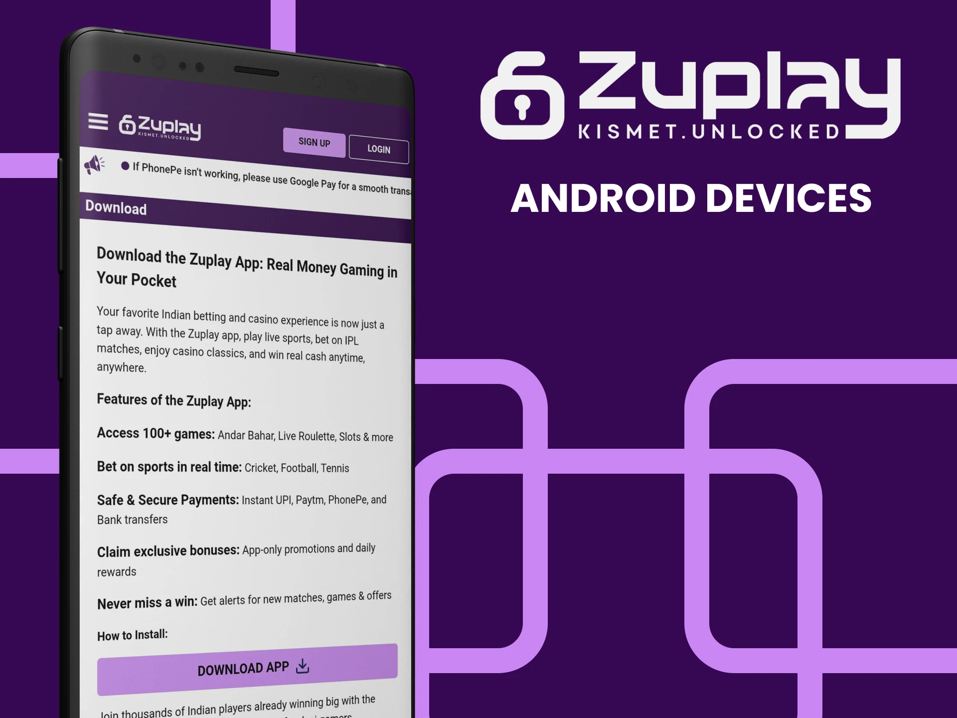Download the Zuplay app for Android.