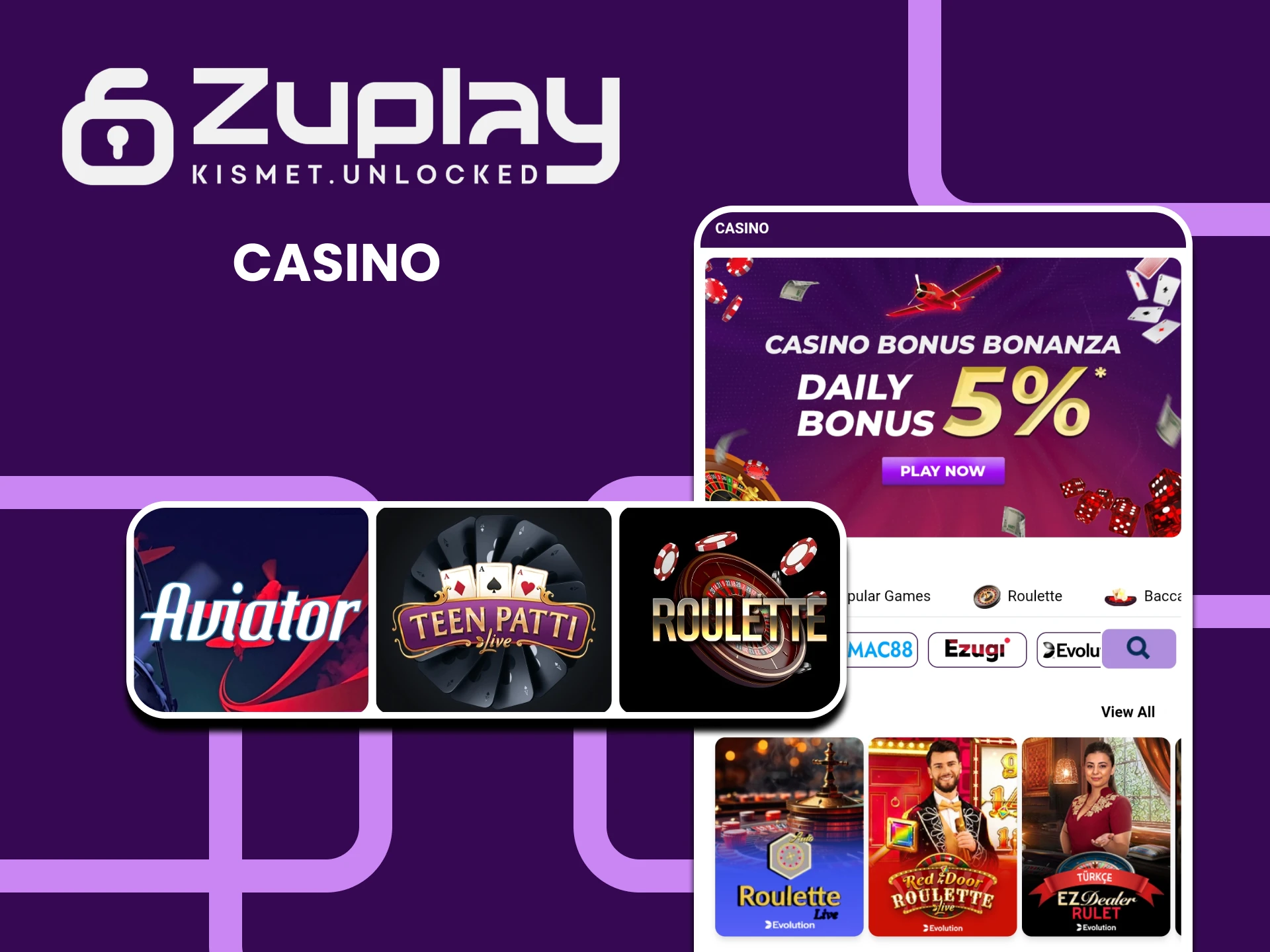Visit the casino section of the Zuplay app.