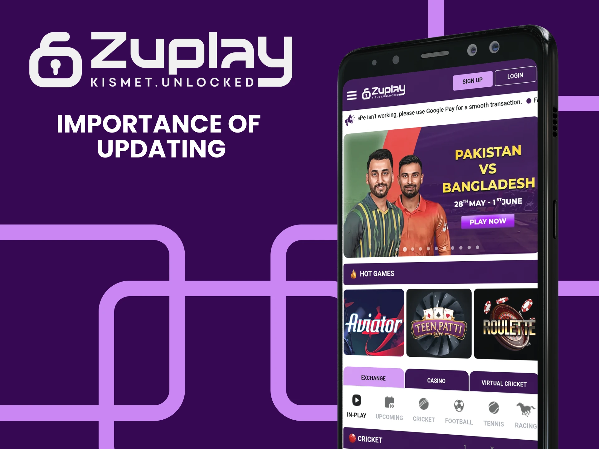 Keep your Zuplay app updated for best performance.