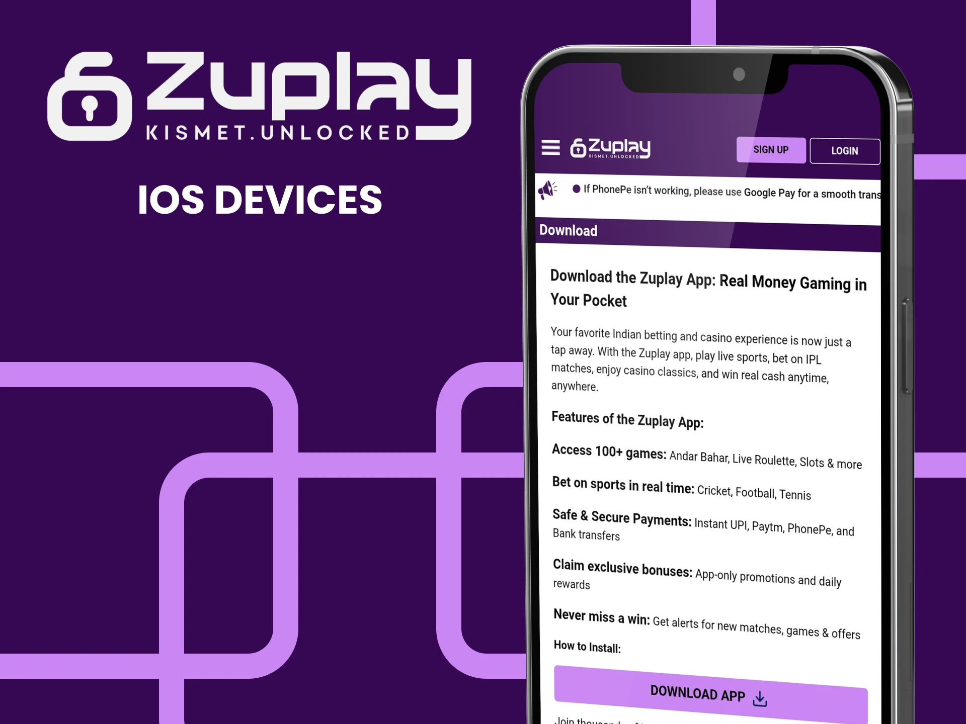 Download the Zuplay app for iOS.