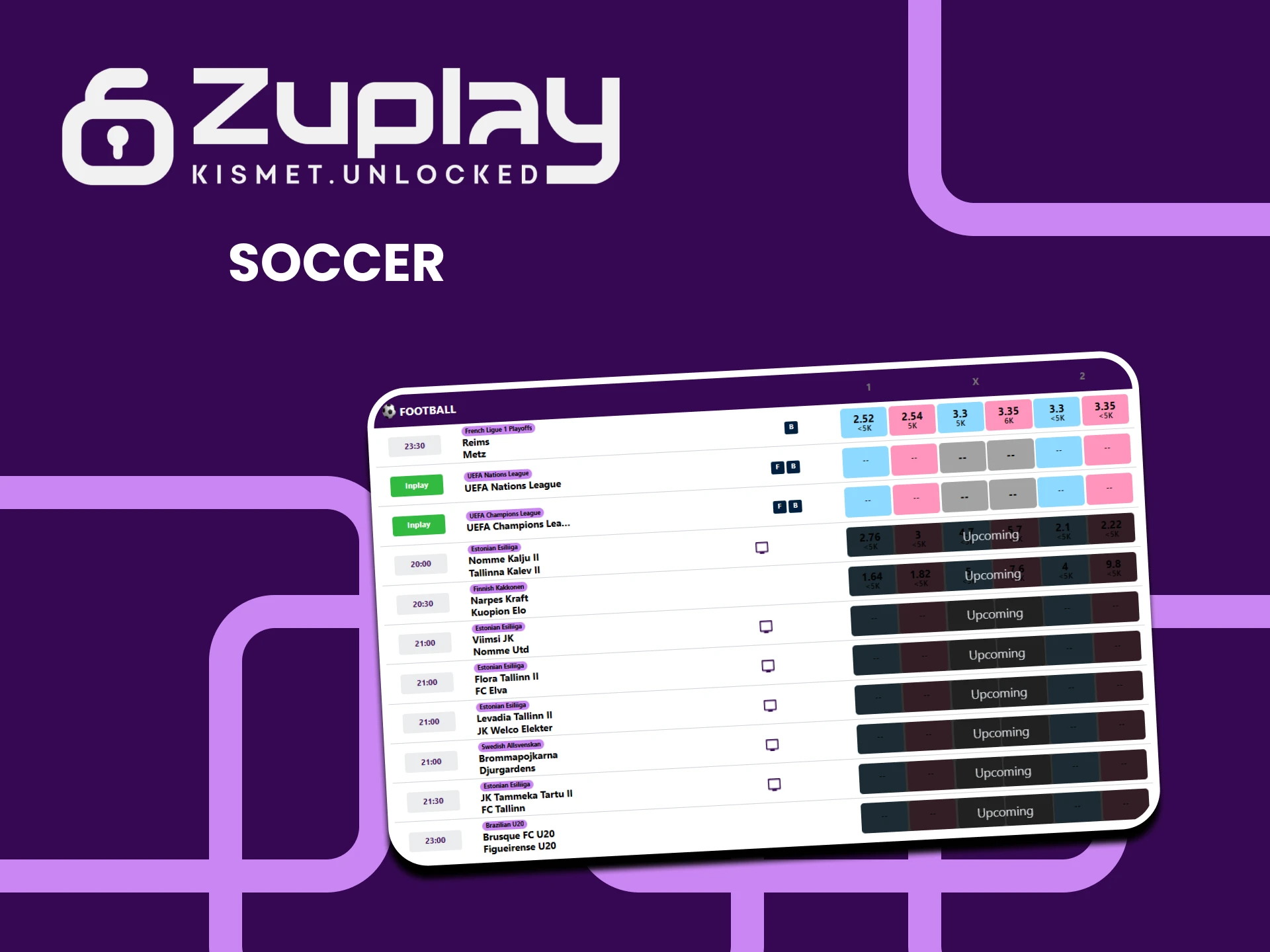 You can bet on football on the Zuplay website.
