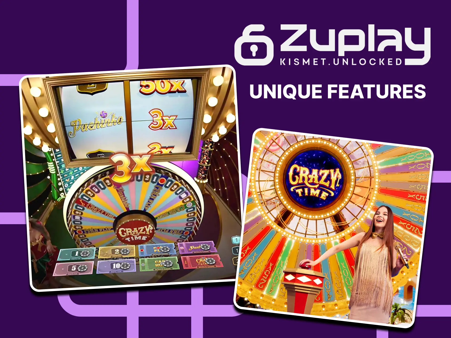 Win more with those Crazy Time features at Zuplay.