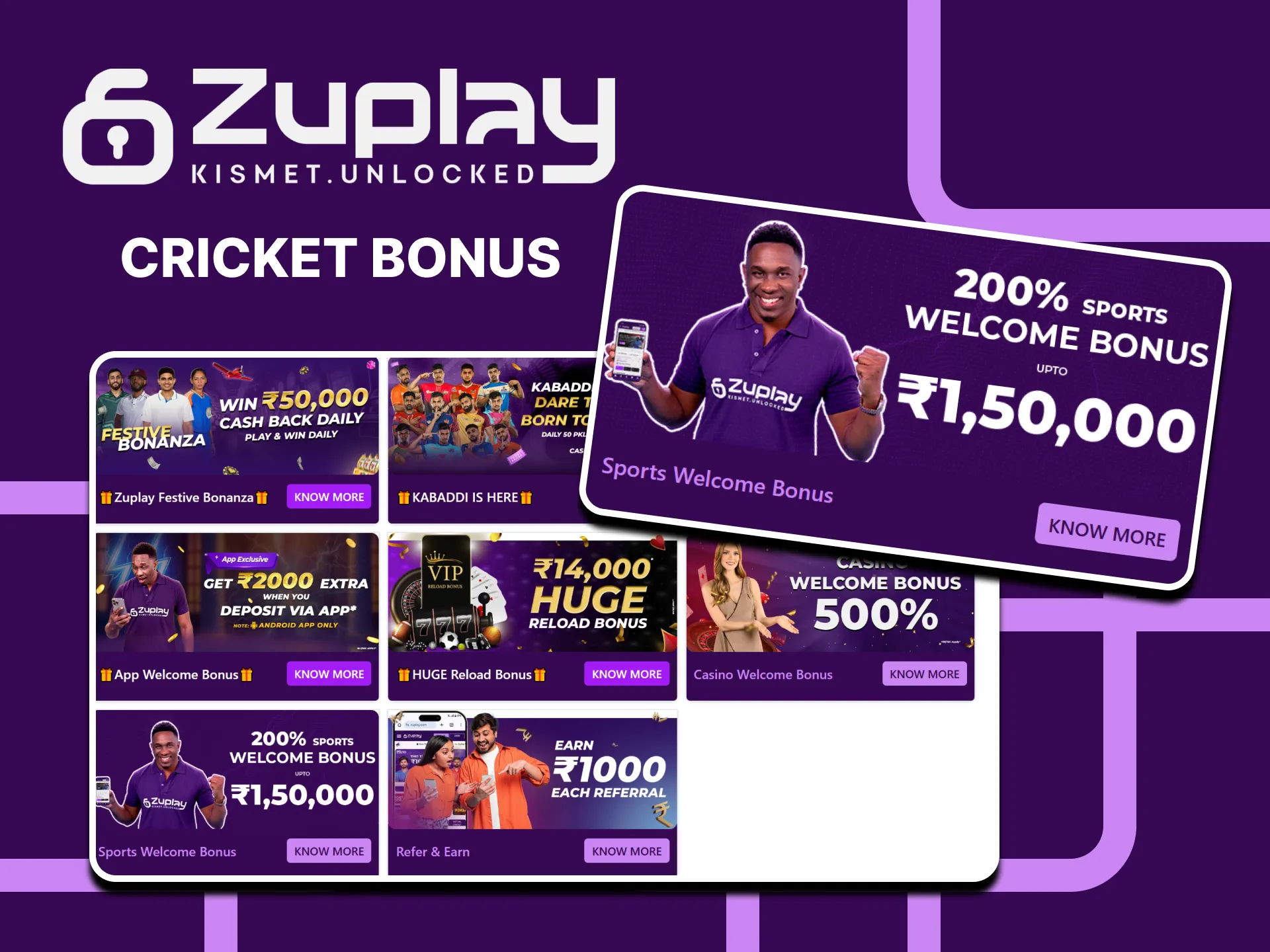 Create an account and get your welcome bonus for cricket at Zuplay.