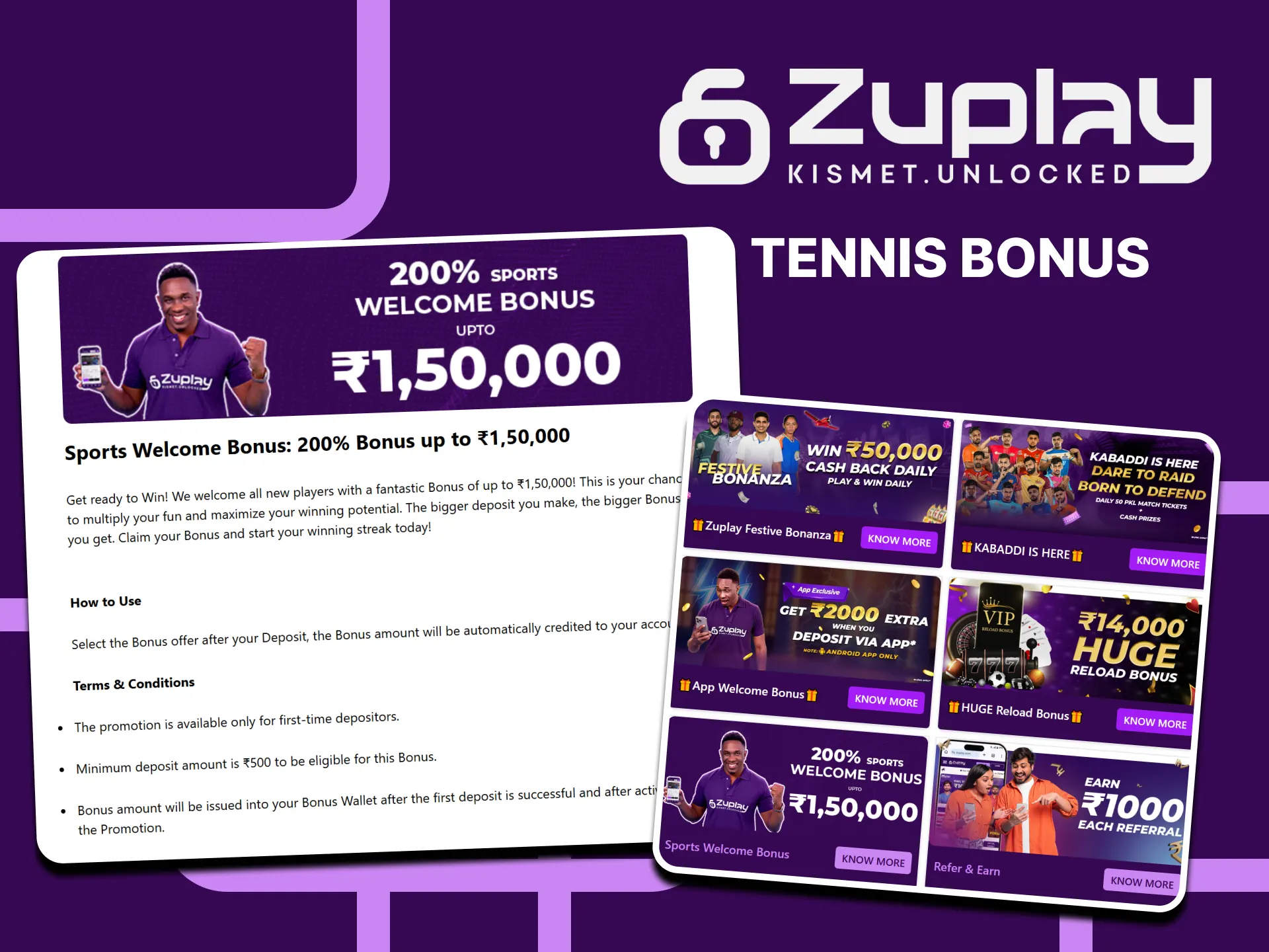 Sign up to get bonuses from Zuplay.